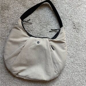 lululemon athletica Beige Hobo Shoulder Bag with Black Strap